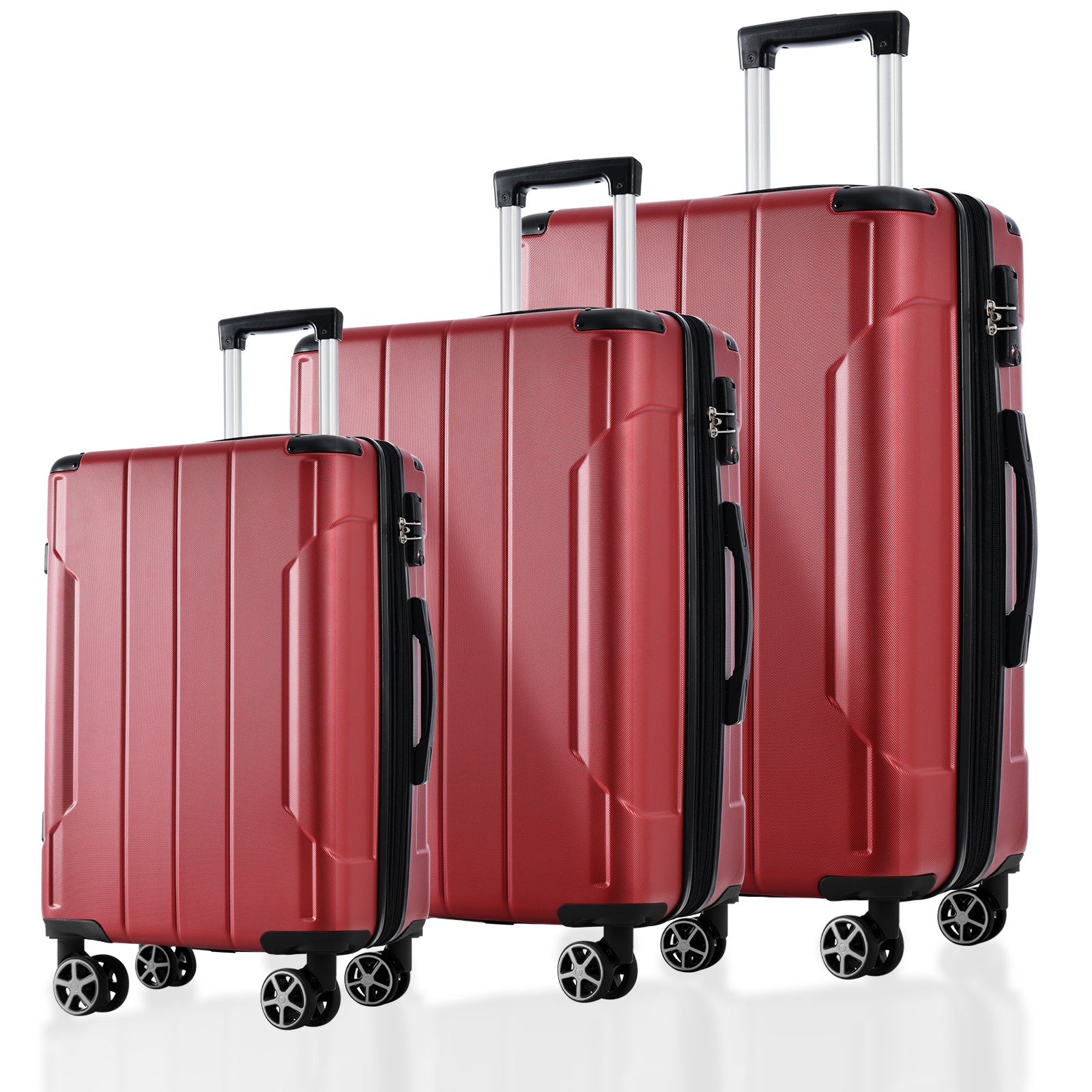 Luggage Sets 3 Piece, Expandable Hard shell ABS Suitcases with Double Spinner, Travel luggage Set with TSA Lock (20/24/28inch, Red)