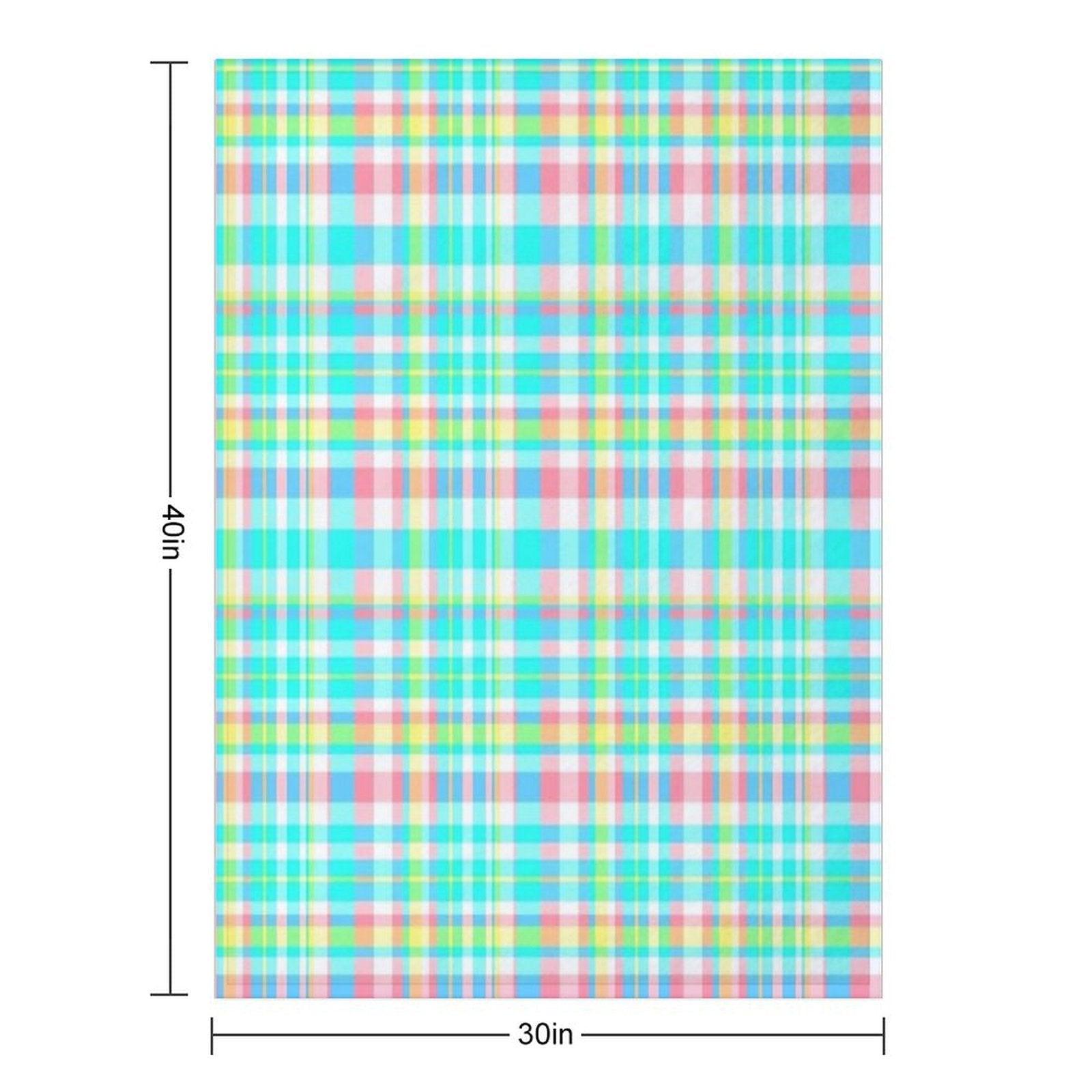 Pastel Aqua Blue Pink Yellow Plaid Spring Preppy Throw Blanket