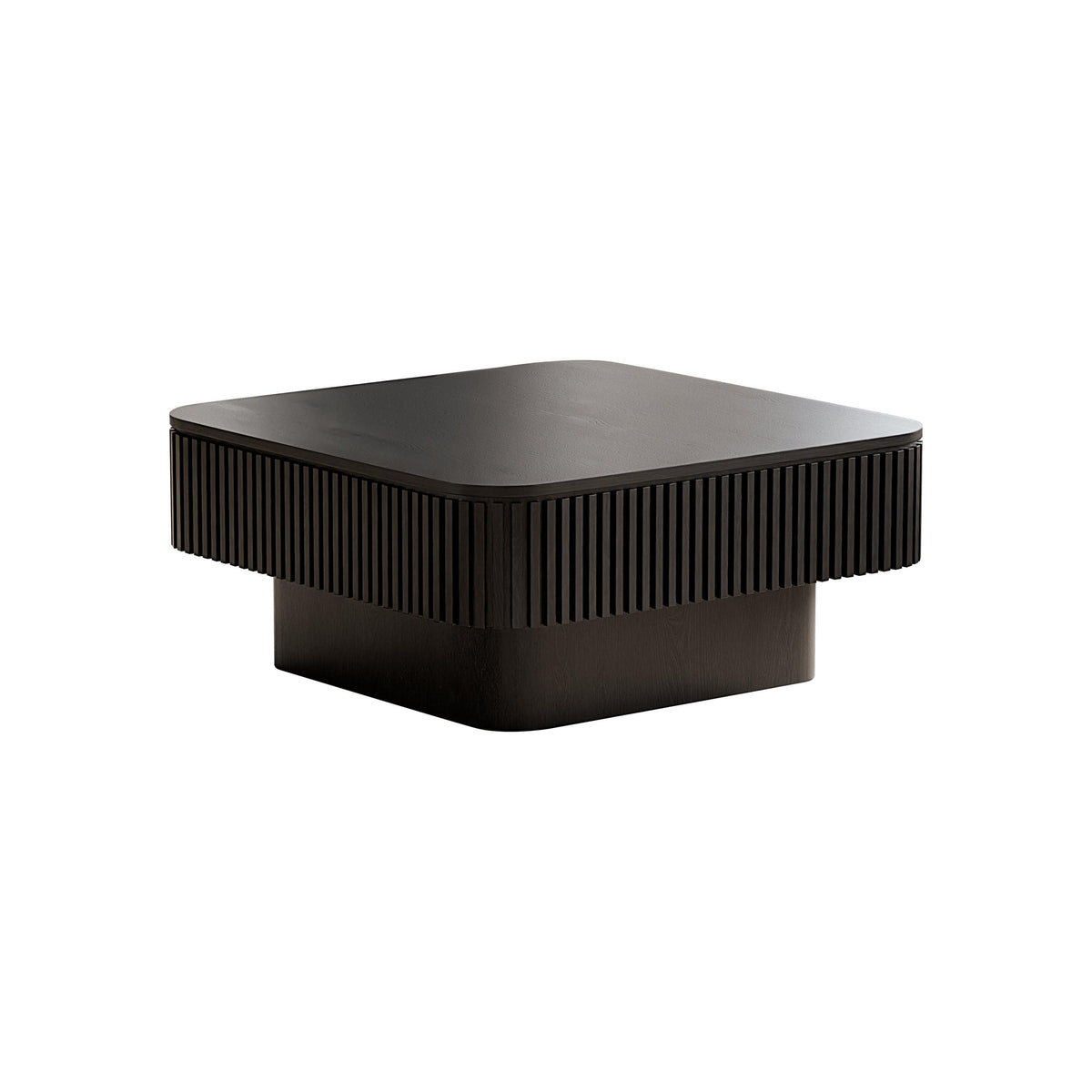 Modern Black Square Coffee Table with Hidden Storage