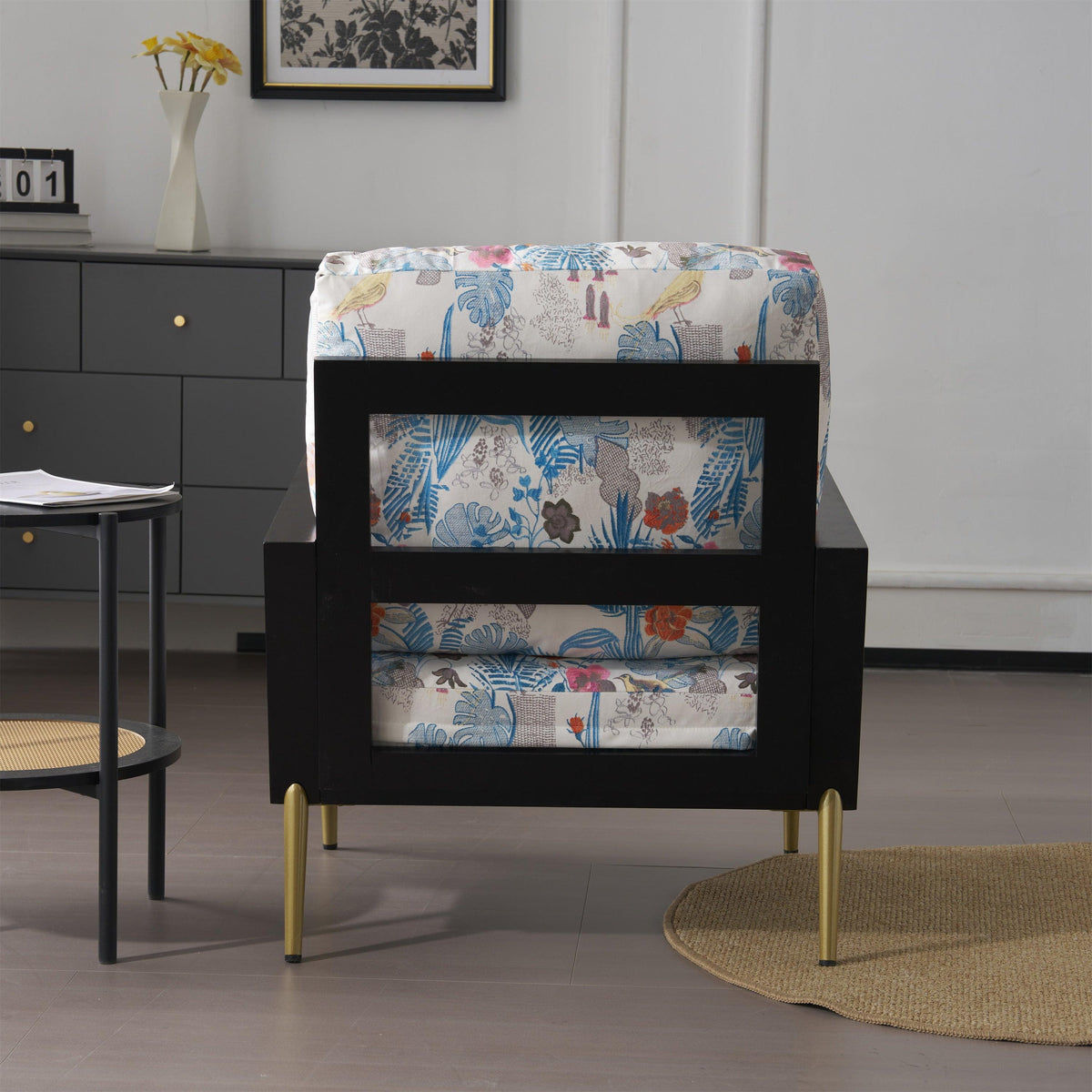 Mid-Century Modern Armchair with Solid Wood Frame