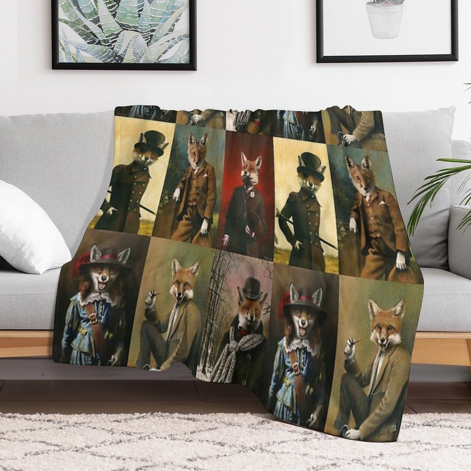 Vintage And Historical Foxes Multi-functional Throw Blanket