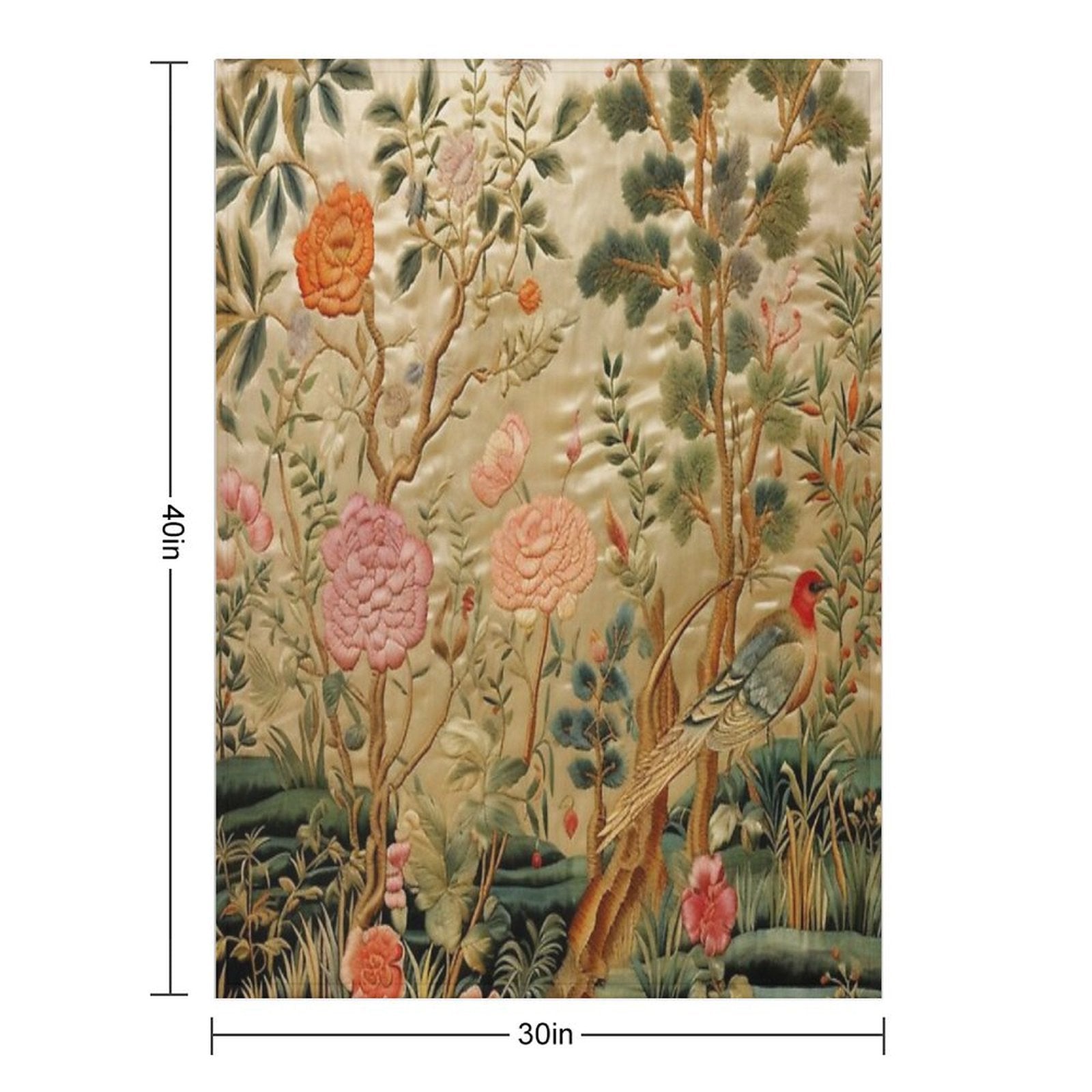 Silk Floral Birds Carpet Throw Blanket BionZax