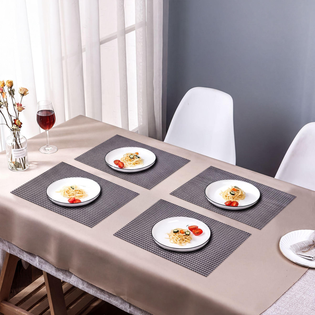PVC Placemats – Non Slip, Heat Resistant Dining Table Mats for Indoor Outdoor Use