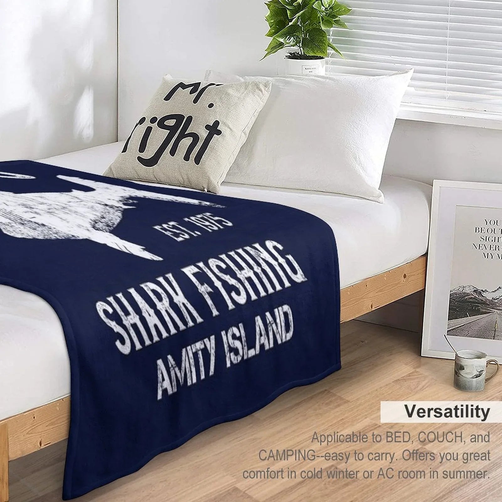 Quint's Shark Fishing - Amity Island 1975 Throw Blanket