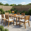 Outdoor Acacia Wood 7-Piece Dining Set with Rope-Woven Armchairs - Beige,Natural
