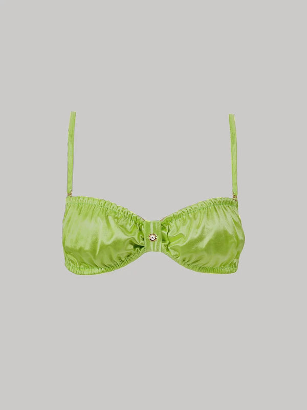 Luna Ruched Bikini Top in Chartreuse