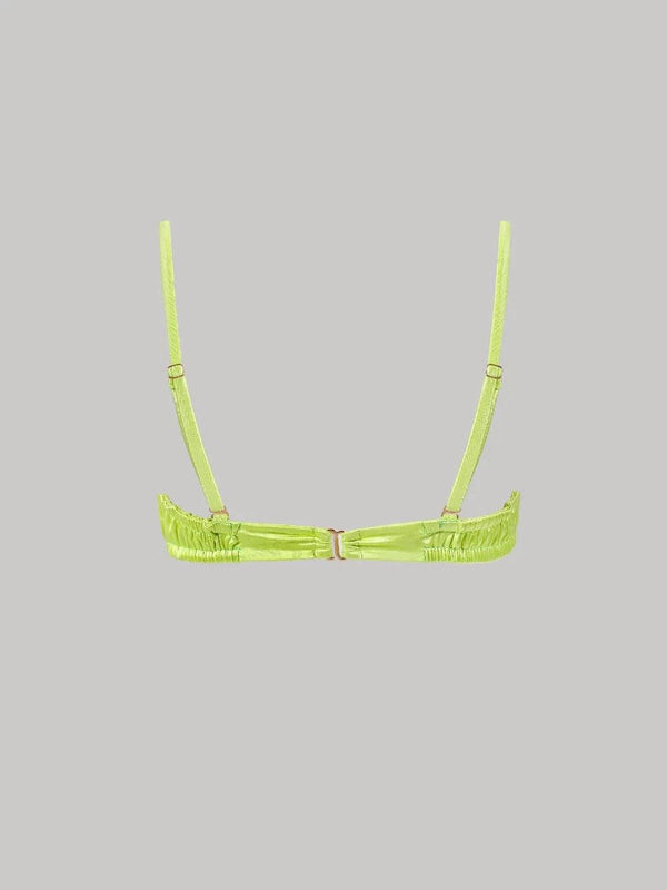 Luna Ruched Bikini Top in Chartreuse