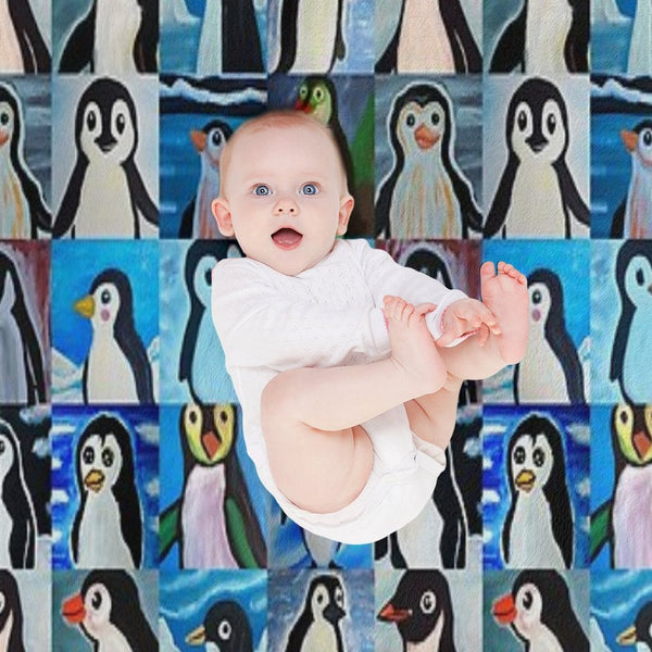 Penguins (Tiled Pattern) Velvety-soft Throw Blanket