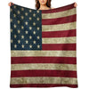 American Flag Vintage Plush Throw Blanket