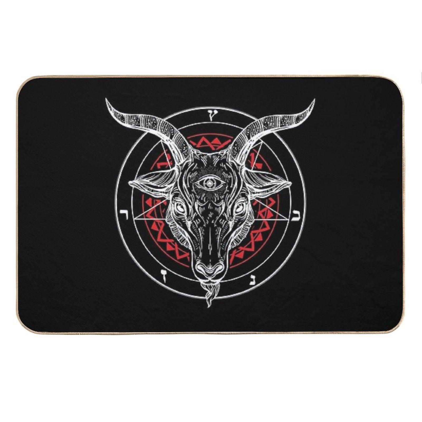 Satanic Goat Baphomet Circle Satan Symbol  Lucifer Devil Bath Mat