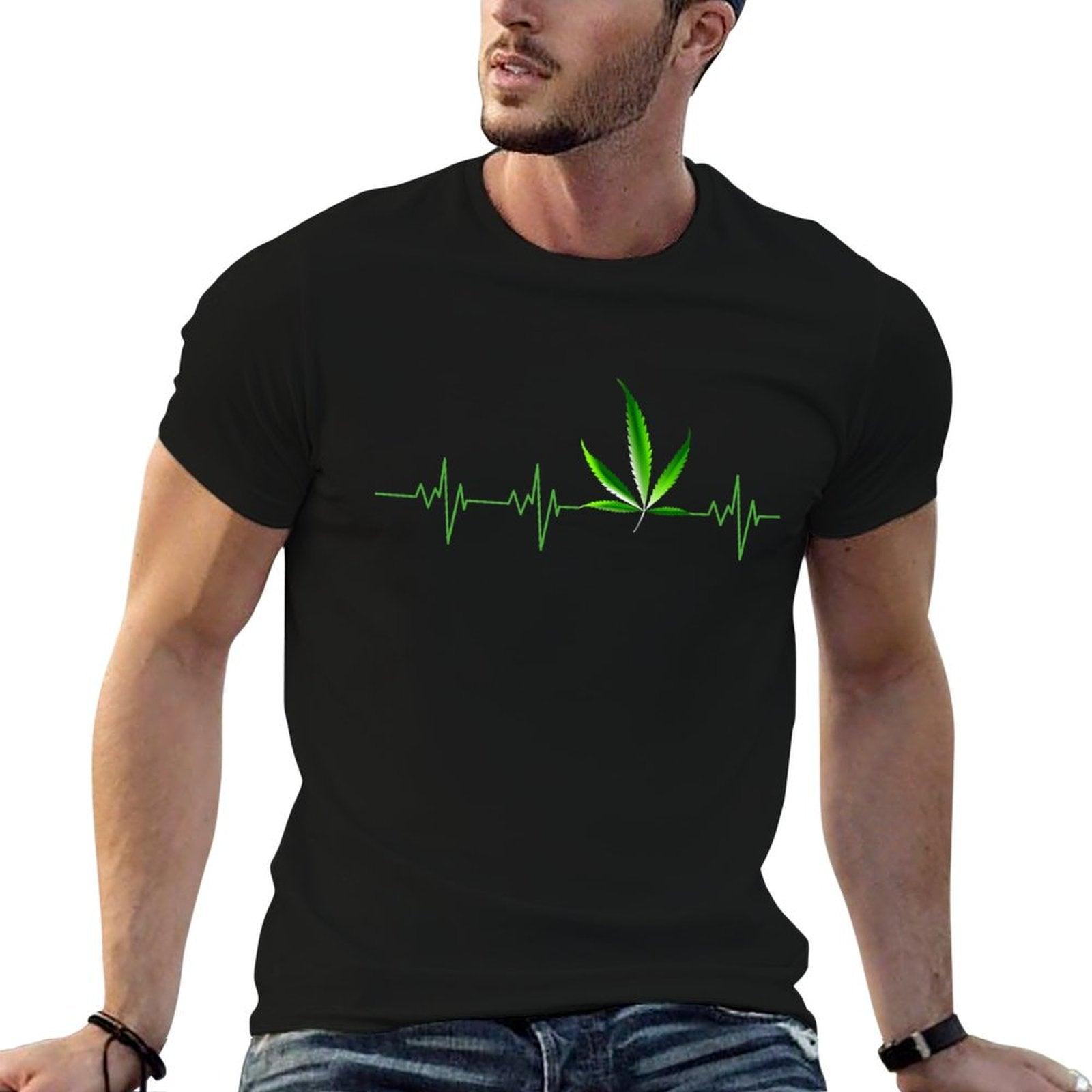 Weed Shirts for Men & Women Marijuana Leaf Heartbeat Gift T-Shirt