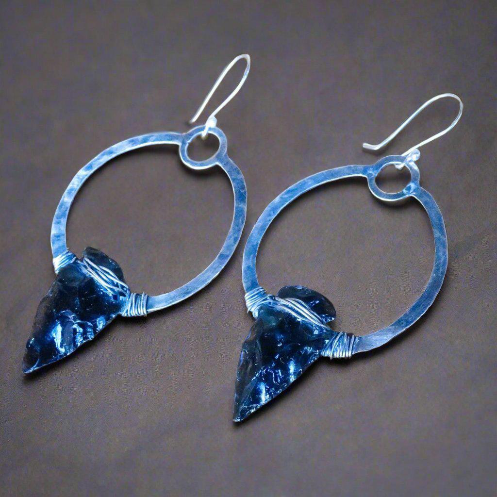 Obsidian Hoop Earring - Boho | Handmade by Blackbird & Sage