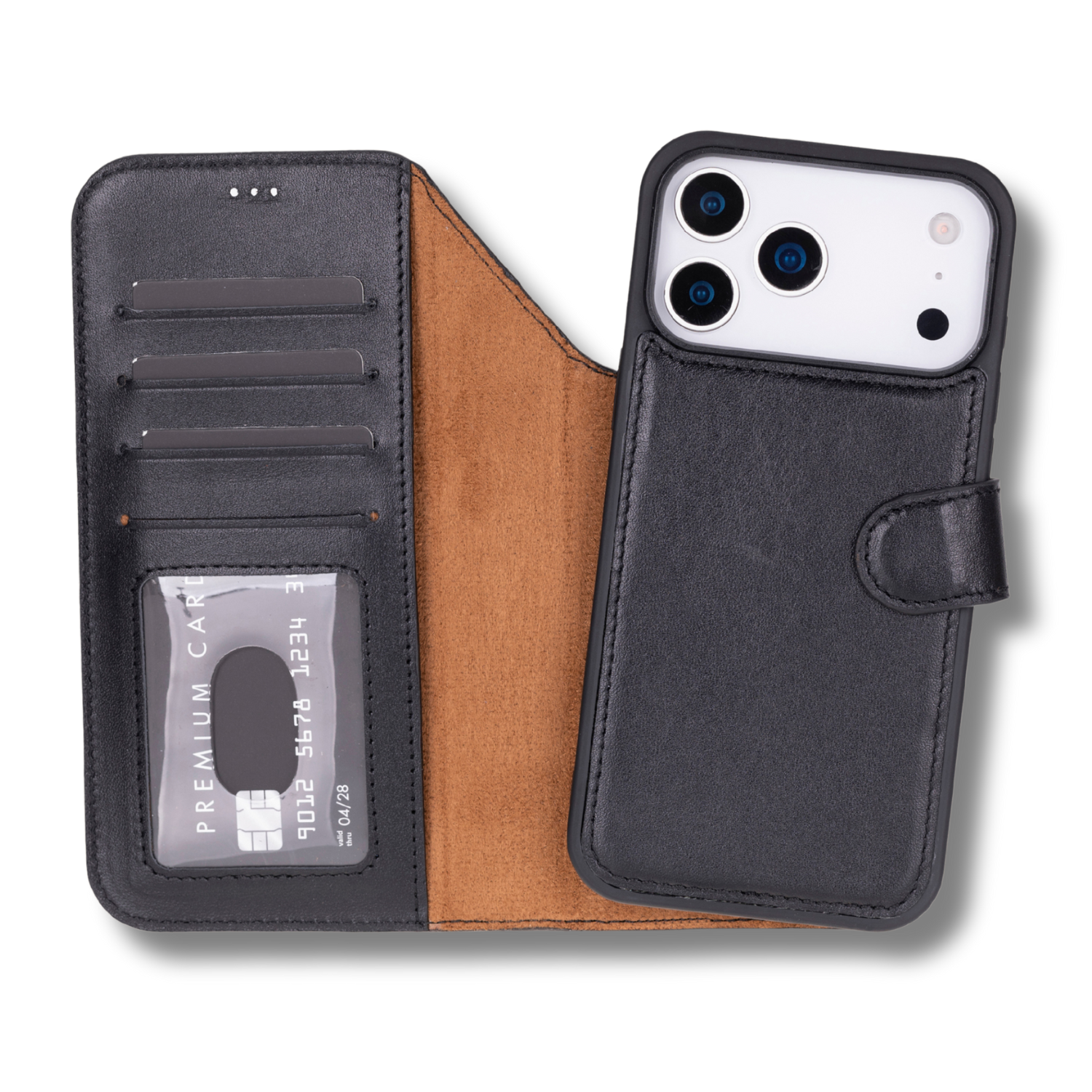Leather iPhone 17 Pro Wallet Case – Black - Austin