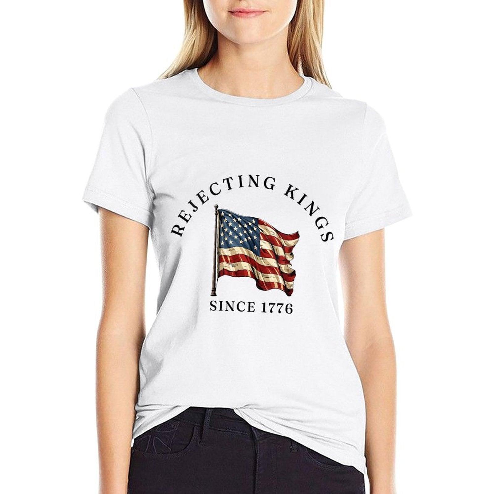 Womens No Kings In America We The People Resist USA 4th July  Summer-ready Fabric T-Shirt