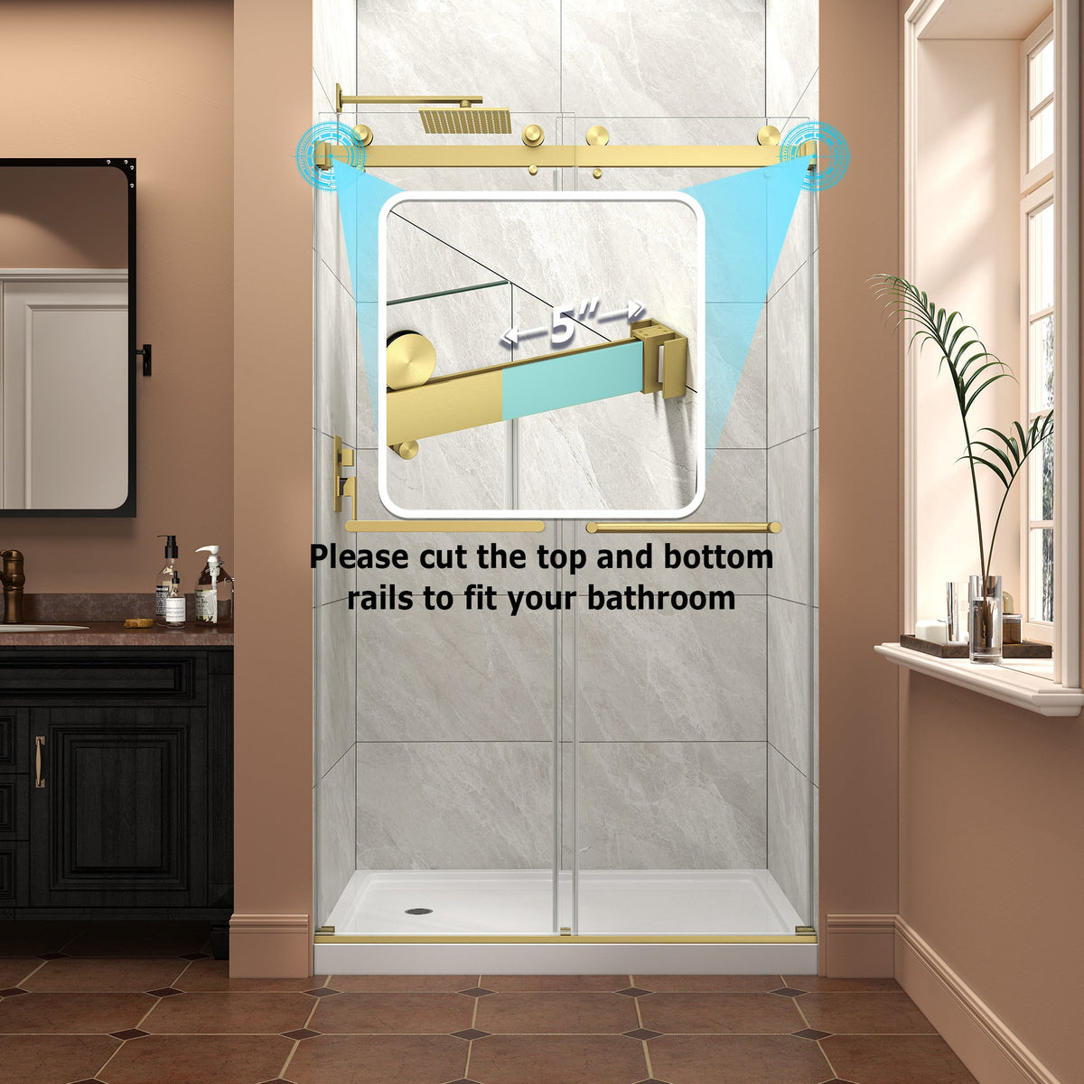 Brushed Nickel Reversible Installation Double Bypass Sliding Shower Door