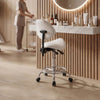 Saddle Stool Chair with Backrest - White