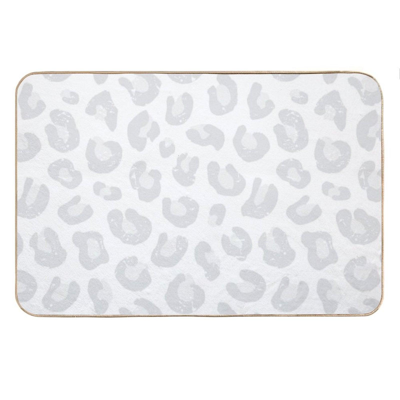 Leopard Print - Silver Gray And White Bath Mat