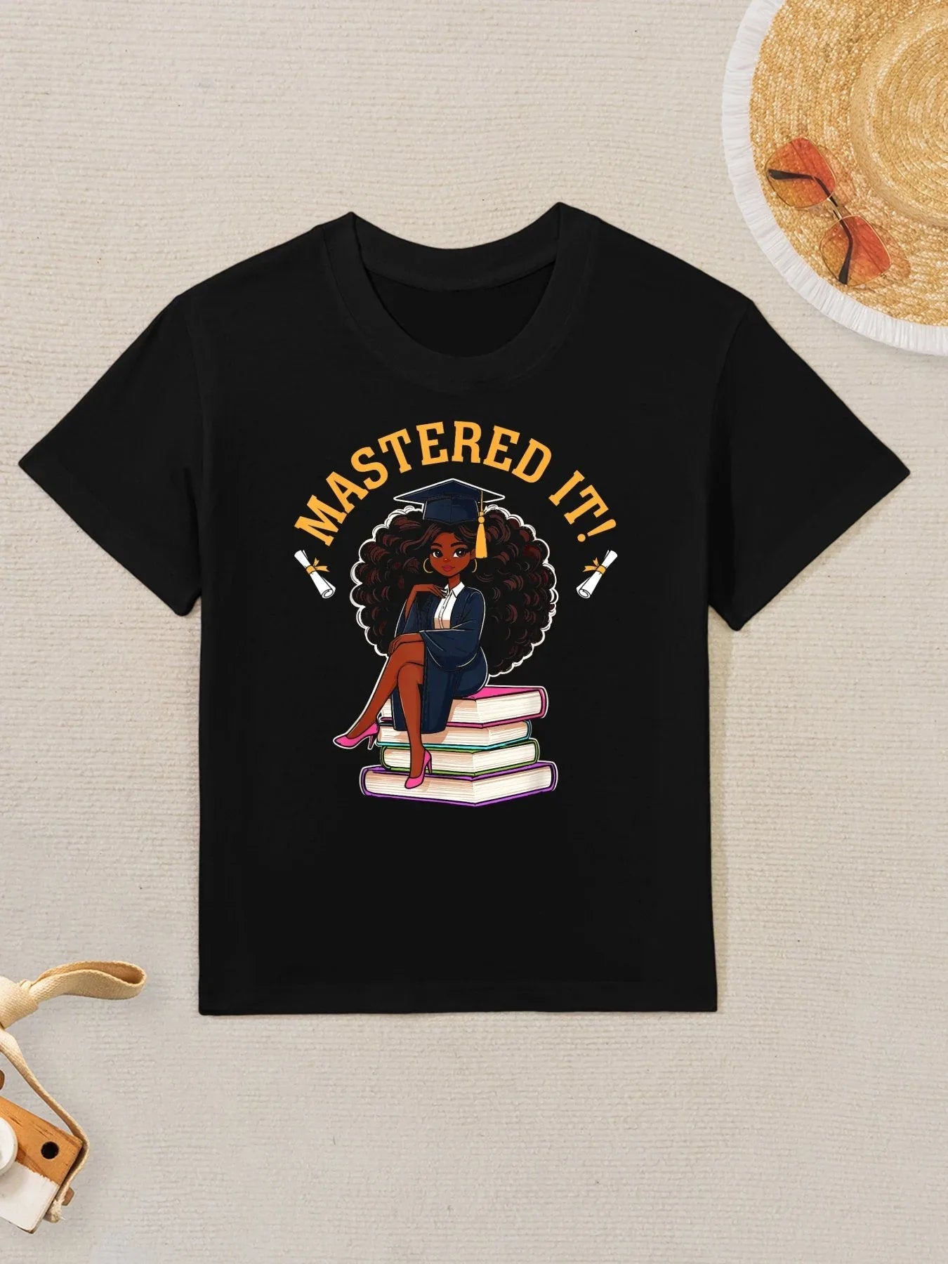 Mastered It Black Girl Master Degree Graduation Kids T-Shirt