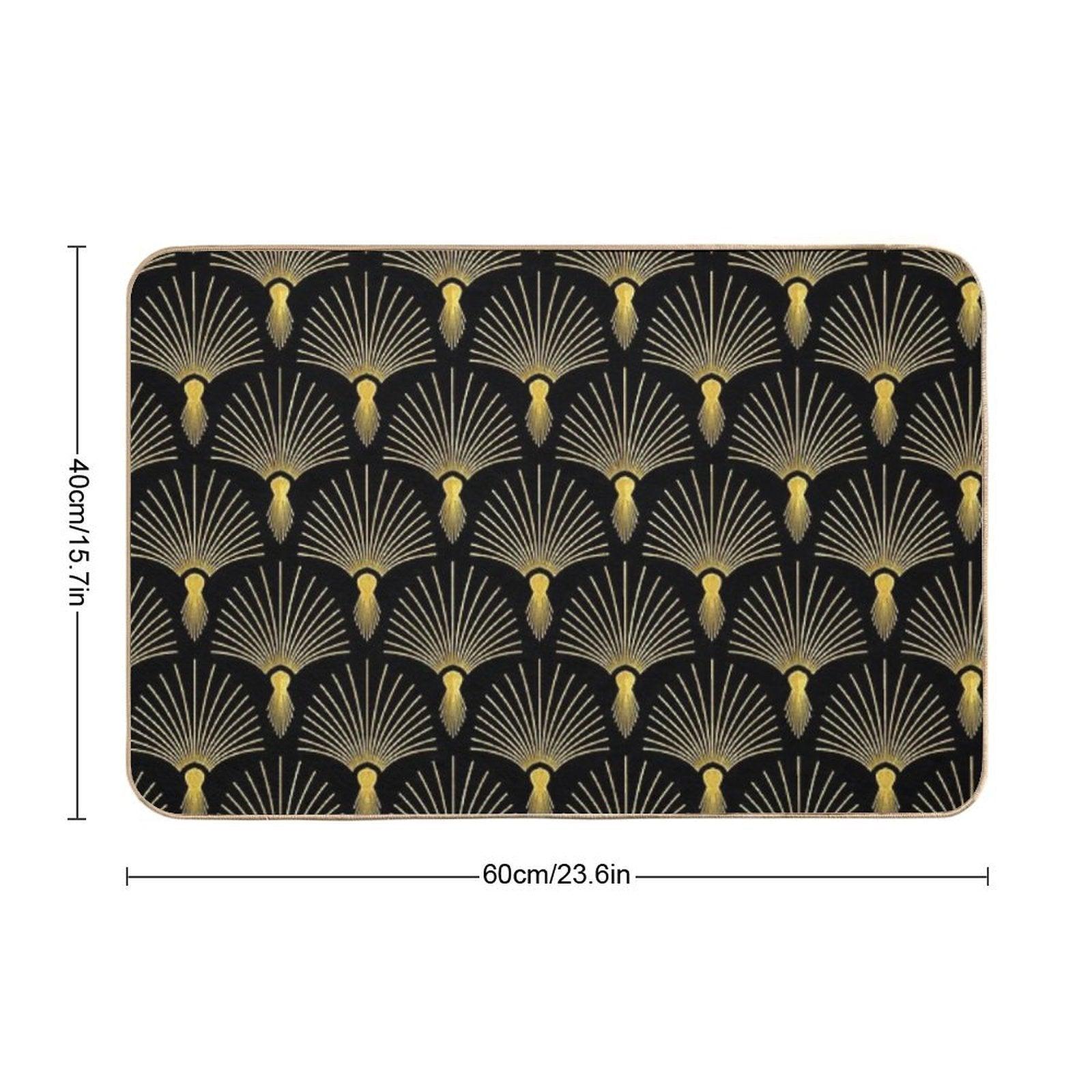 Vintage Hollywood Elegant Golden And Black Art Deco Bath Mat