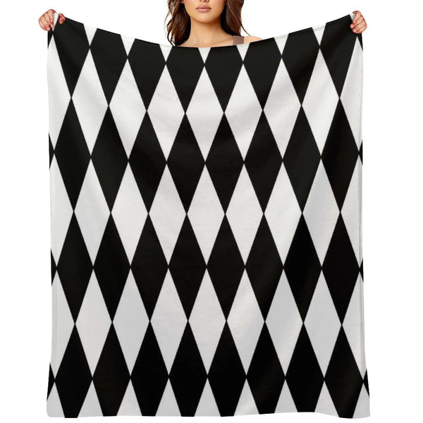 Black White Harlequin Throw Blanket