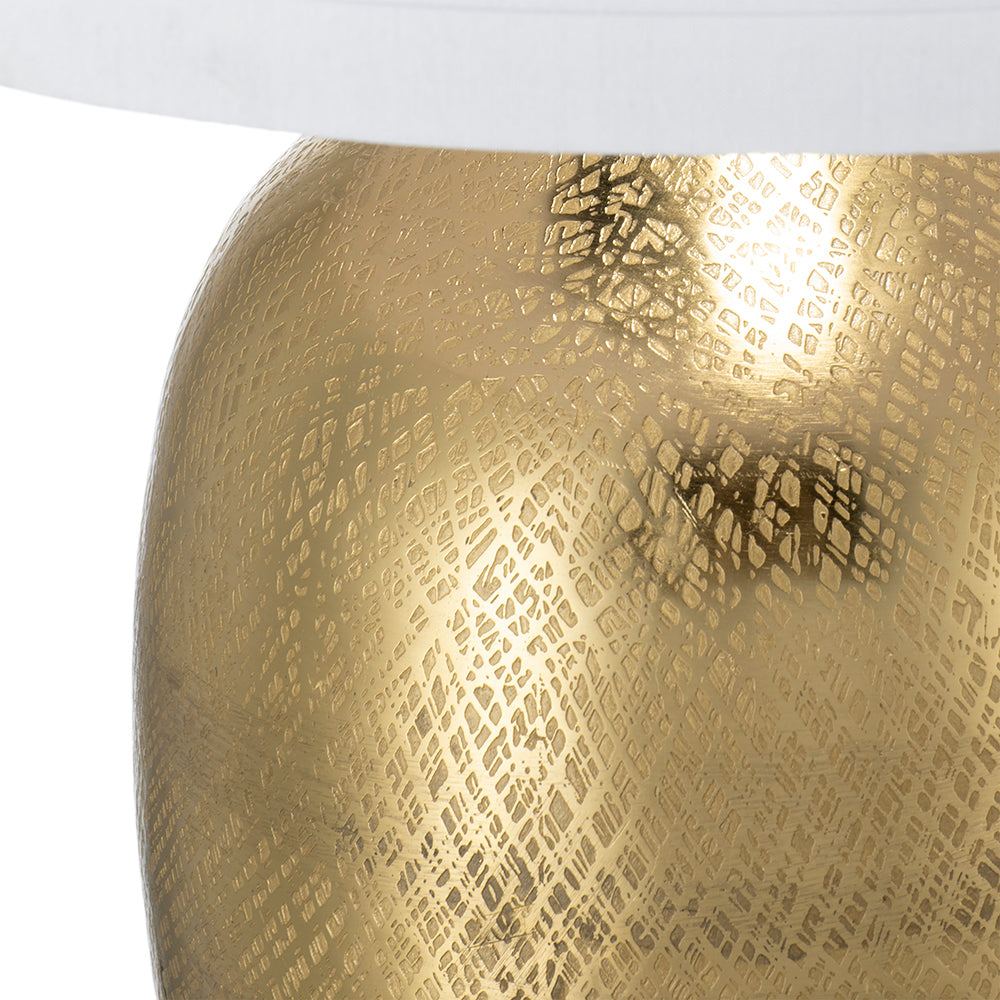 D18x31' Round Aluminum Sheet Gold Table Lamp with White Fabric Shade(Lamp Shade Assembly Required)