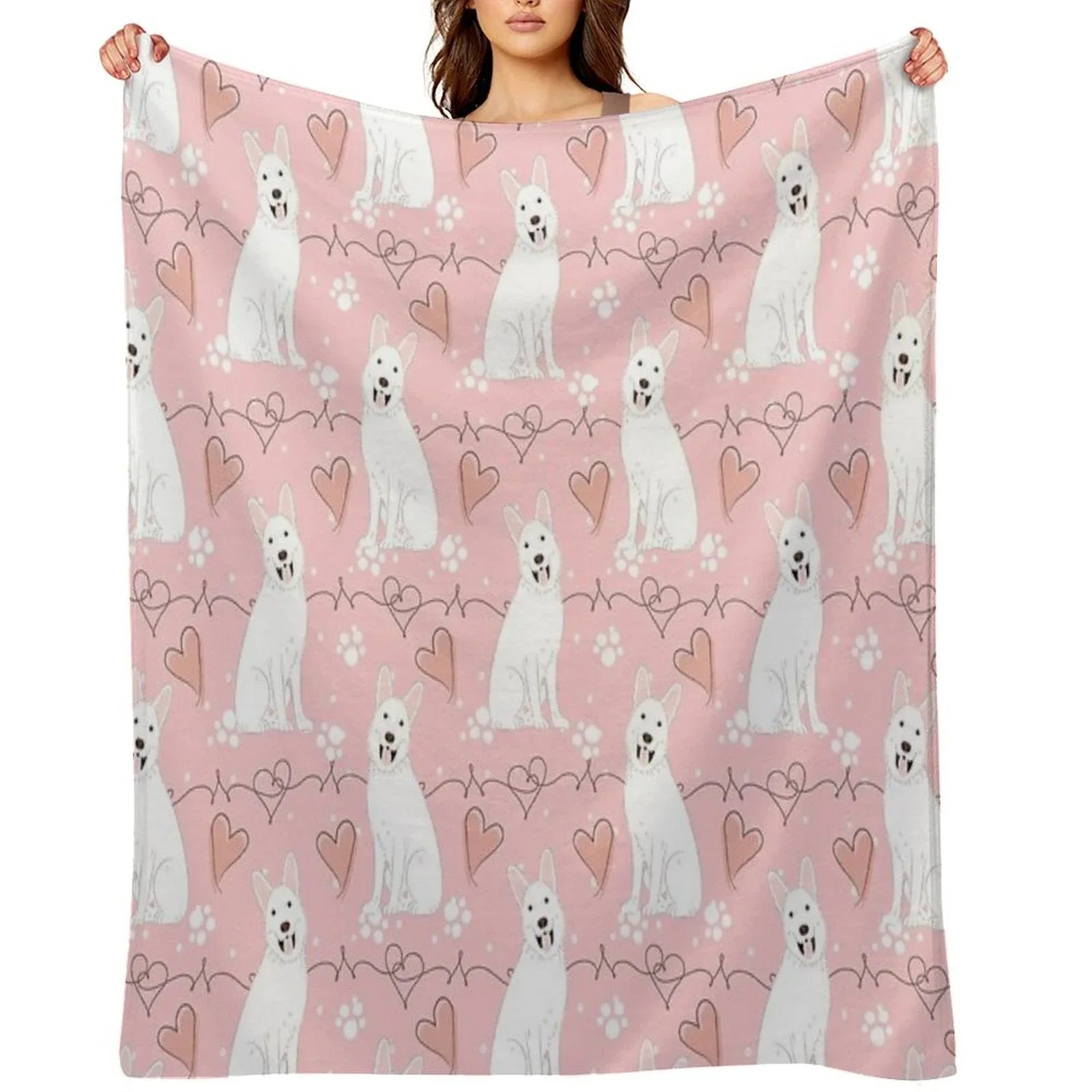 LOVE White German Shepherd Throw Blanket