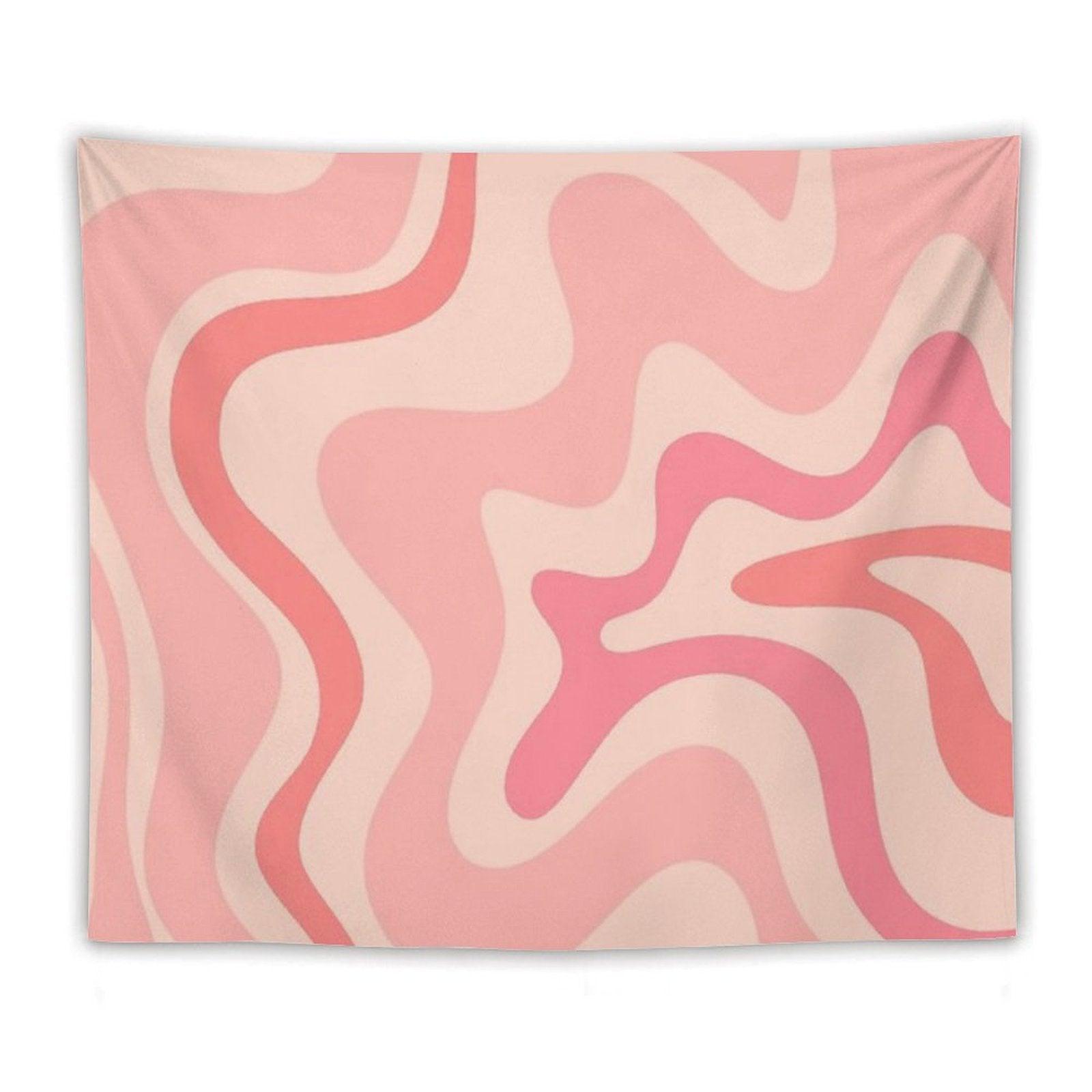 Liquid Swirl Retro Contemporary Abstract in Soft Blush Pink Tapestry