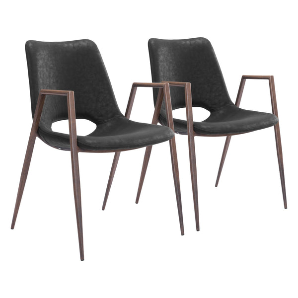 Desi Dining Chair (Set of 2) Black & Walnut