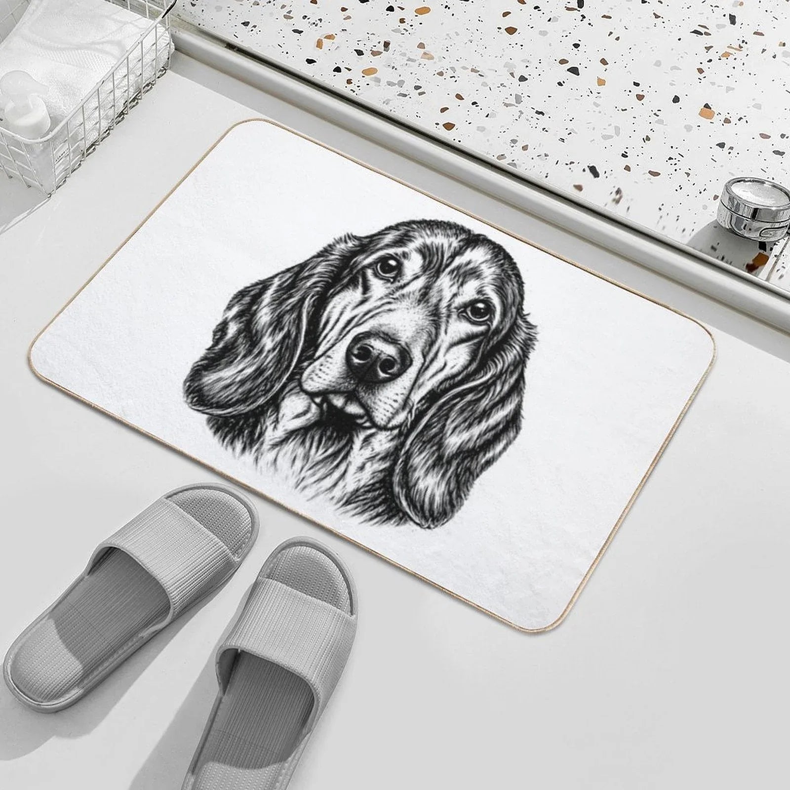 Basset Hound  Repositionable Bath Mat