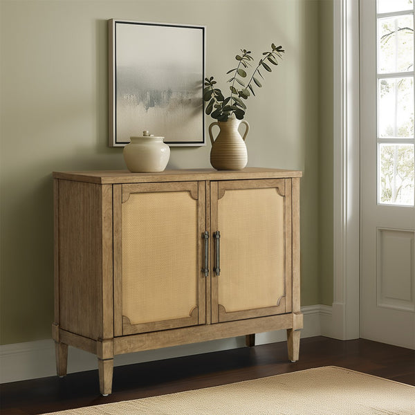 Salina Woven Cane Accent Cabinet - Toasted Almond by Martha Stewart