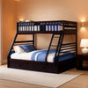 XL Twin Over Queen Bunk Bed With Drawers Espresso Finish