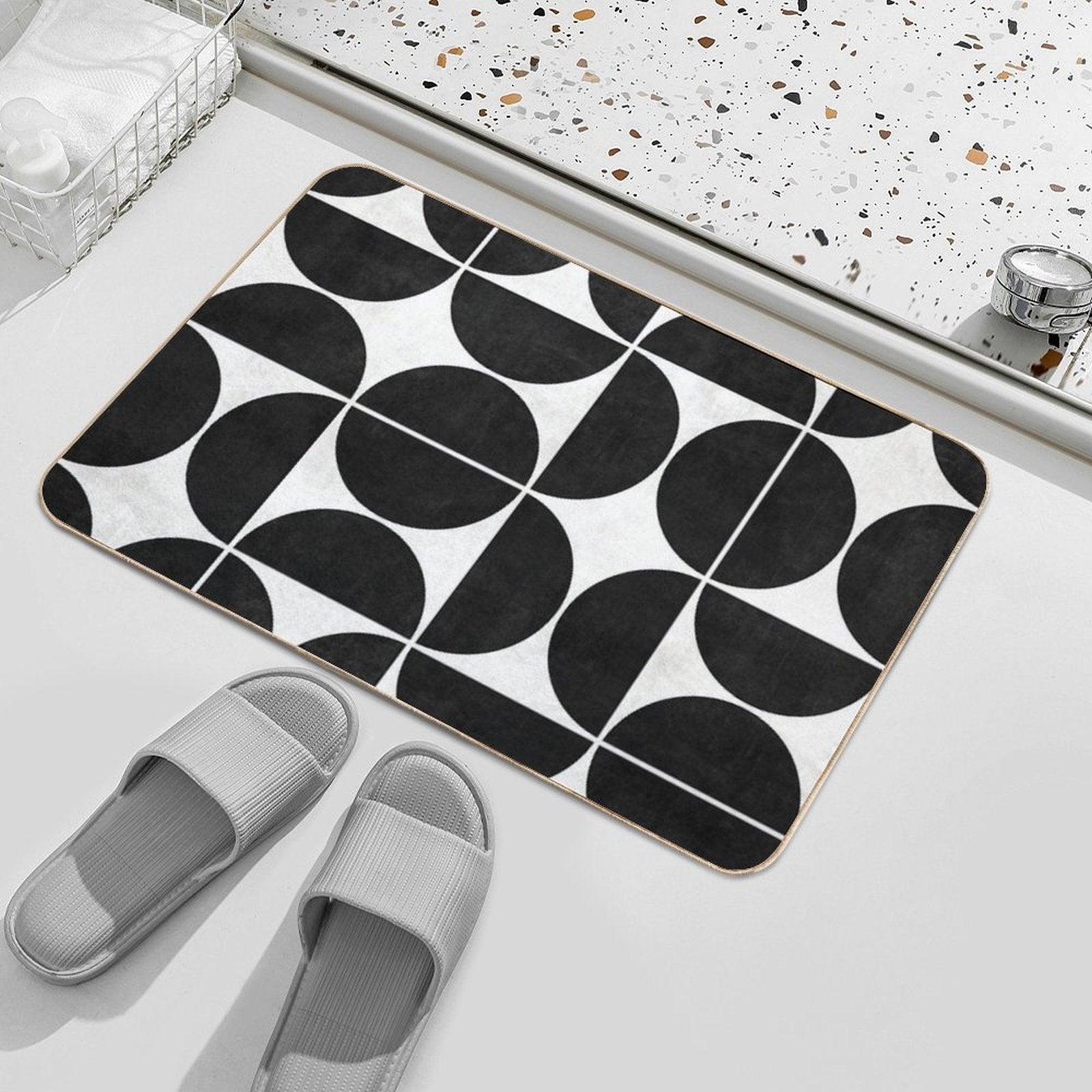 Mid-Century Modern Pattern No.3 - Black And White Concrete Bath Mat