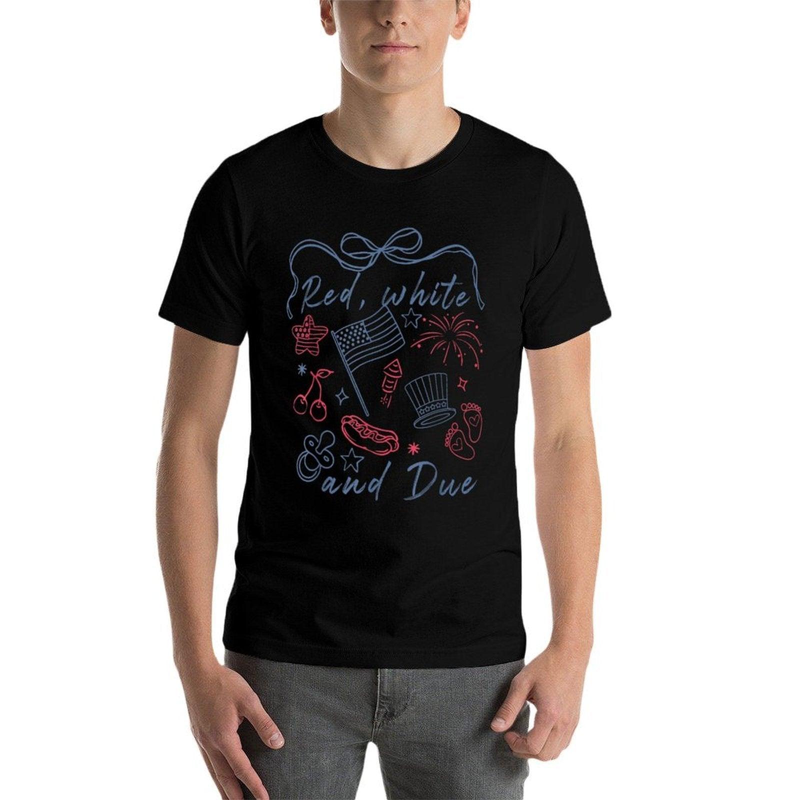 Red White And Due Funny 14th Of July Design  Tagless Design T-Shirt