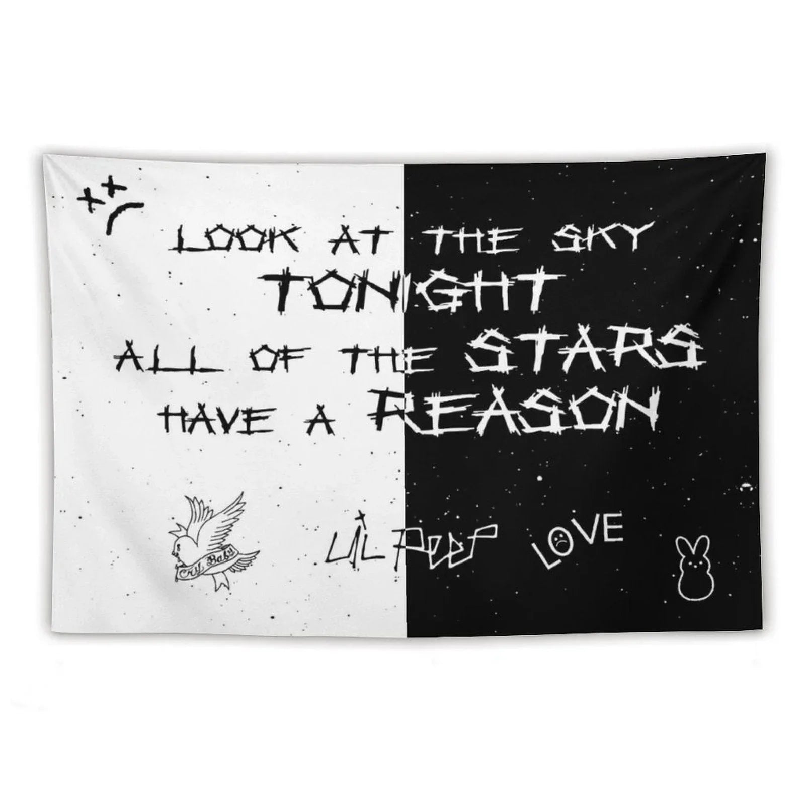 Lil Peep White And Black Star Tapestry