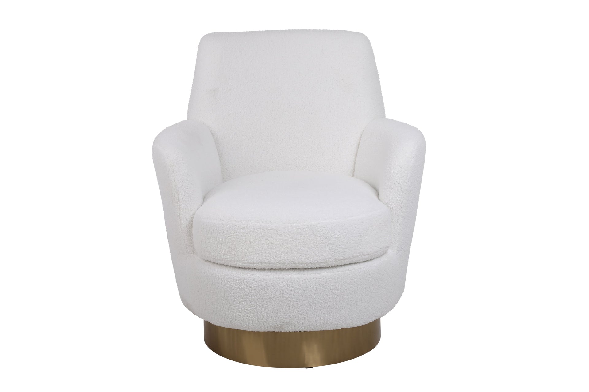 White Velvet Swivel Barrel Chair