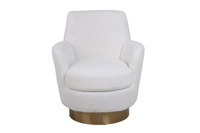 White Velvet Swivel Barrel Chair