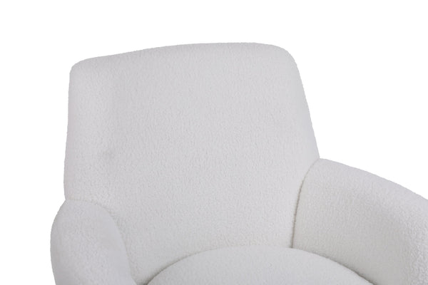 White Velvet Swivel Barrel Chair