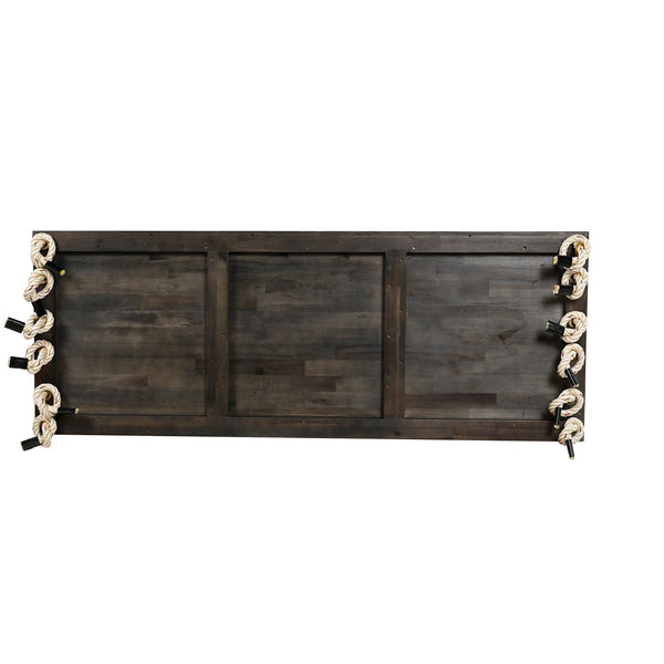 Patio Wooden Swing Chair Hanging Porch Swing Bench with Cushion & Pillows