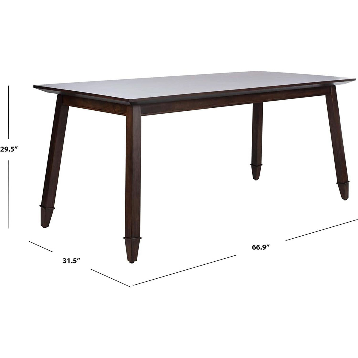 Brayson Walnut Rectangular Dining Table 67 Inch Wide
