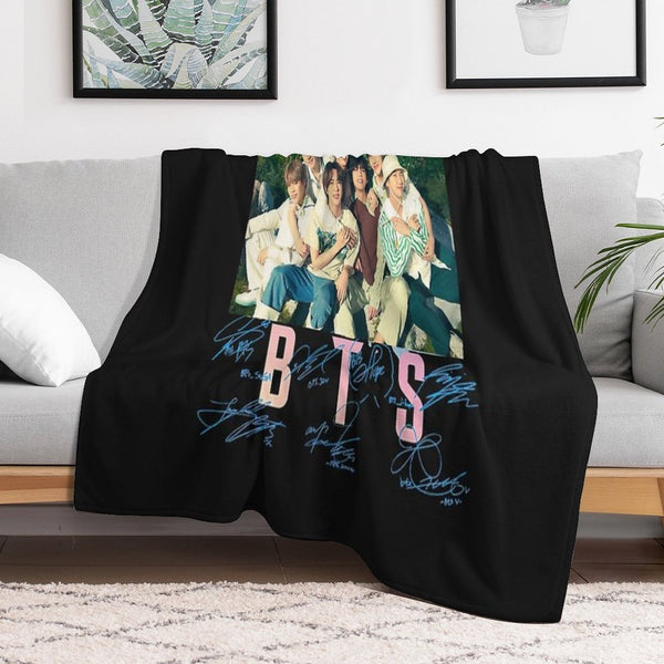BTS Group Sign Travel-friendly Throw Blanket