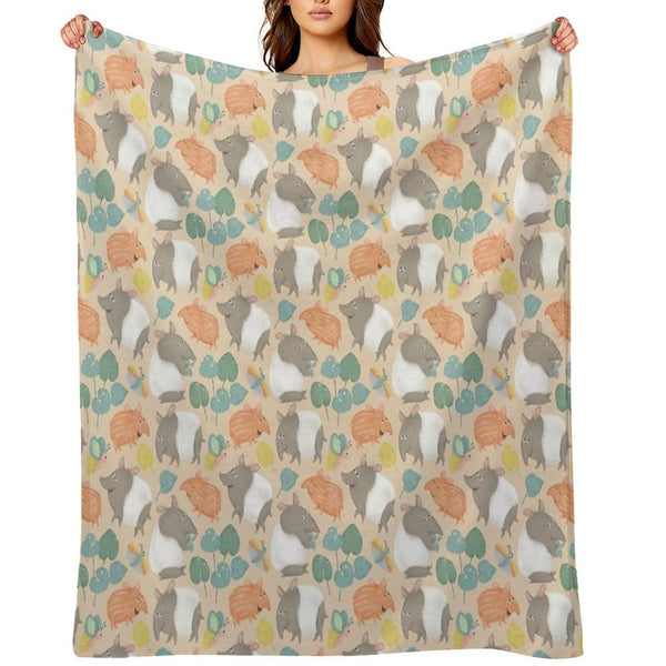 Tapir-peach Velvety-soft Throw Blanket