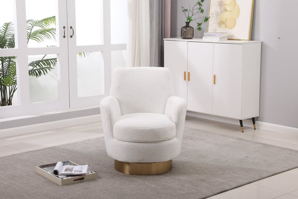 White Velvet Swivel Barrel Chair
