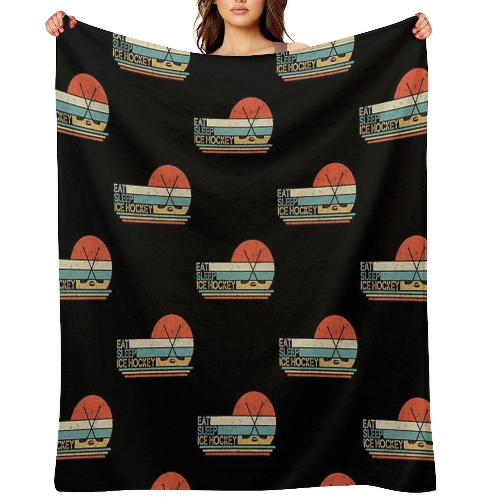 Ice Hockey Vintage Eat Sleep Throw Blanket