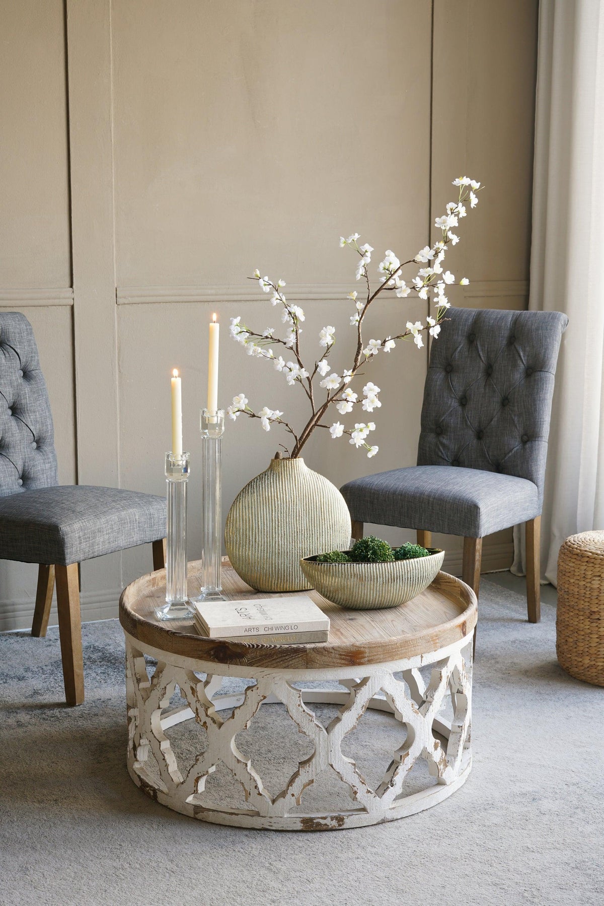 Modern Sculptural Floral Accent  Ceramic Vase
