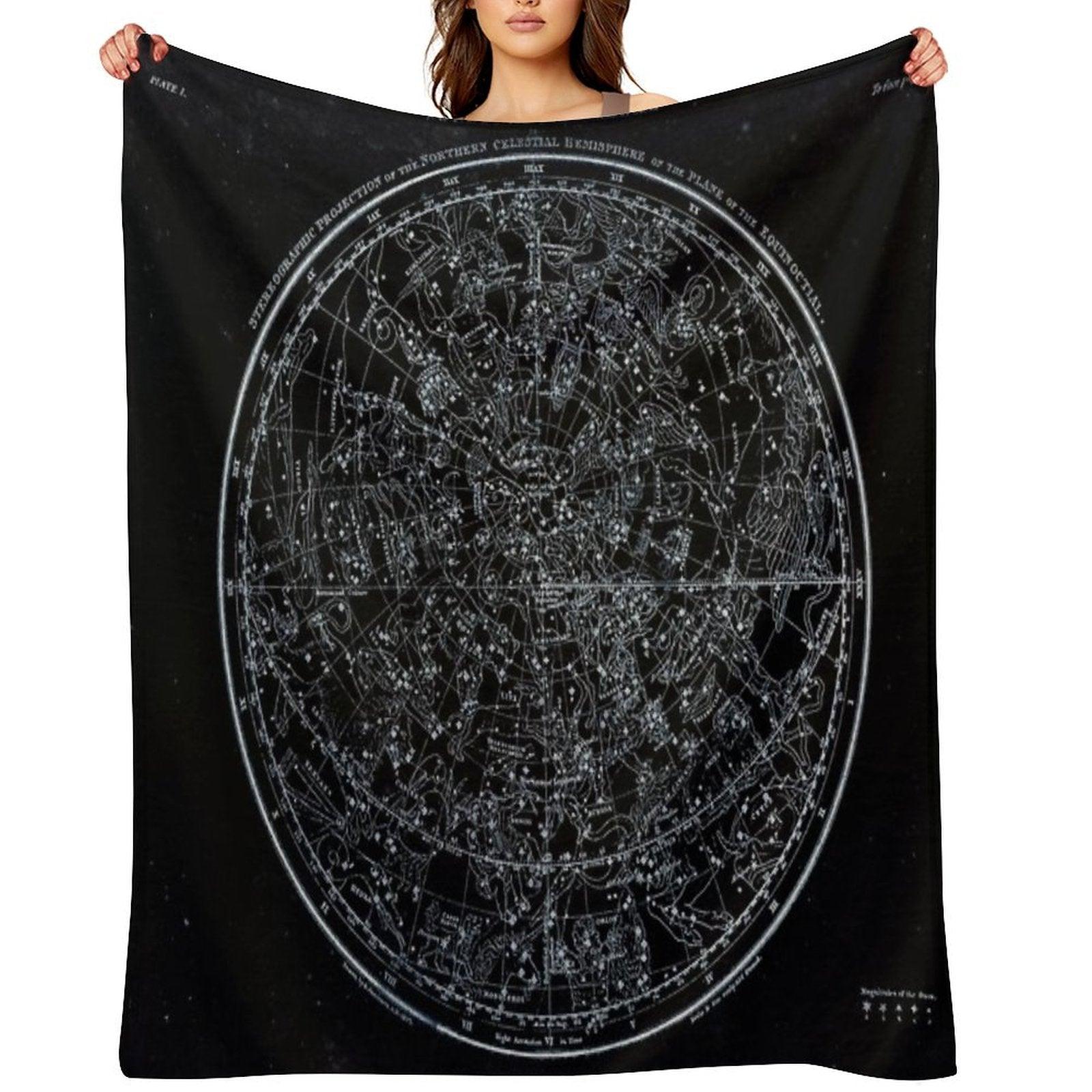 Constellations of The Northern Hemisphere  Pale Blue On Black Throw Blanket
