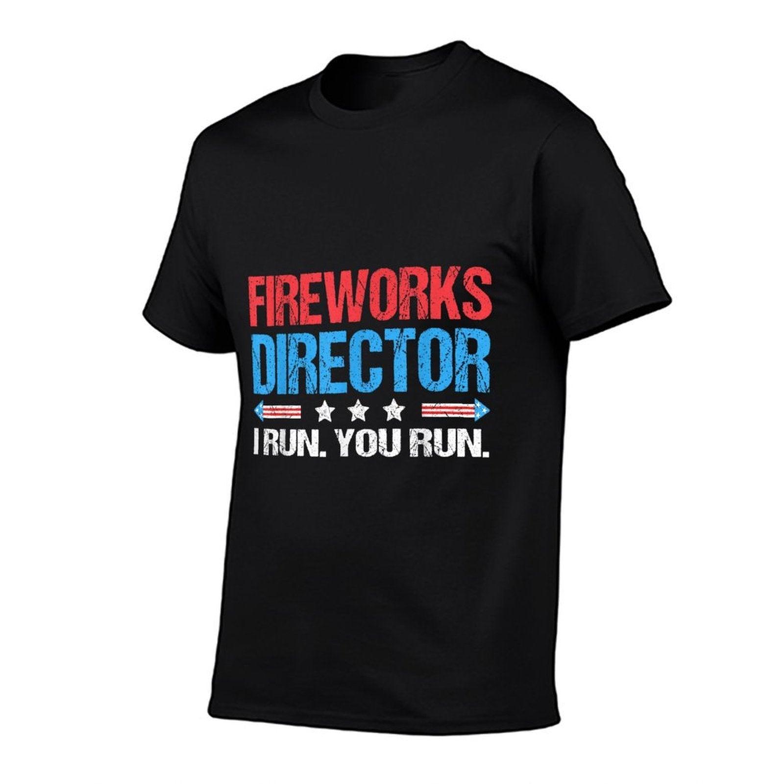 Fireworks Director - I Run You Run Funny 4th Of July  Ribbed Collar T-Shirt