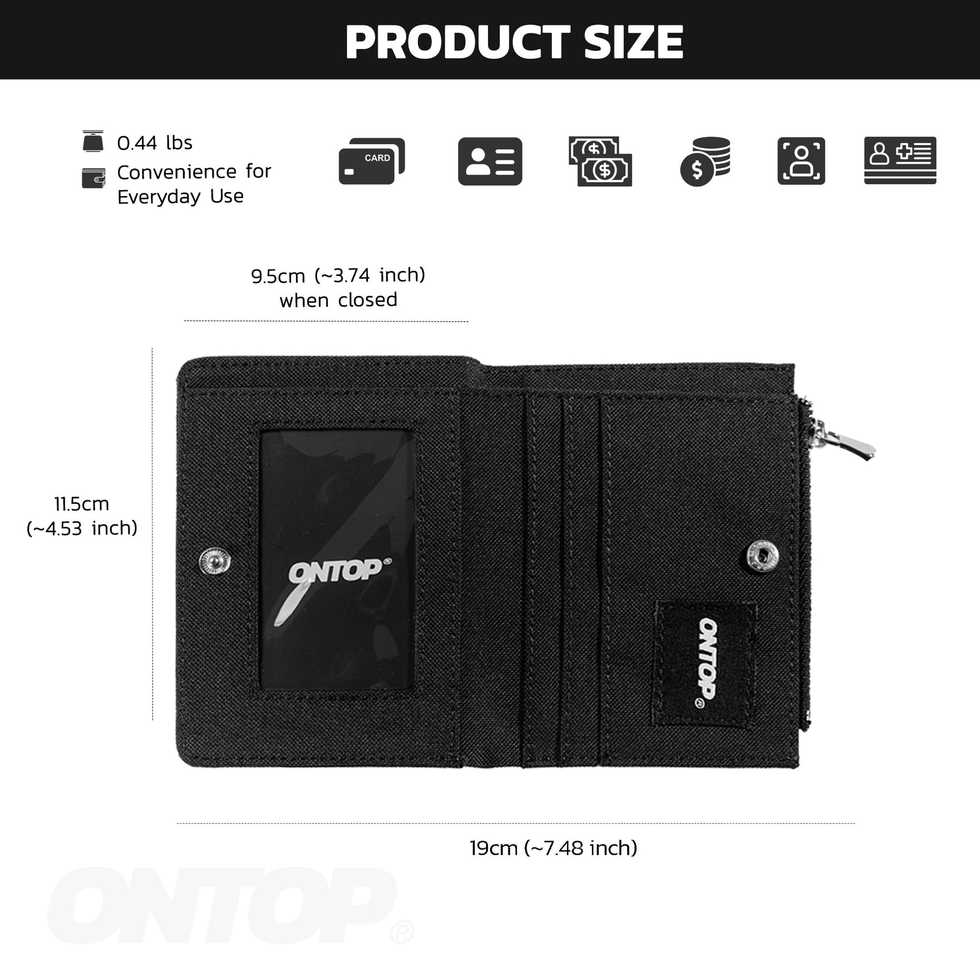 Bifold Zipper Wallet Card Holder