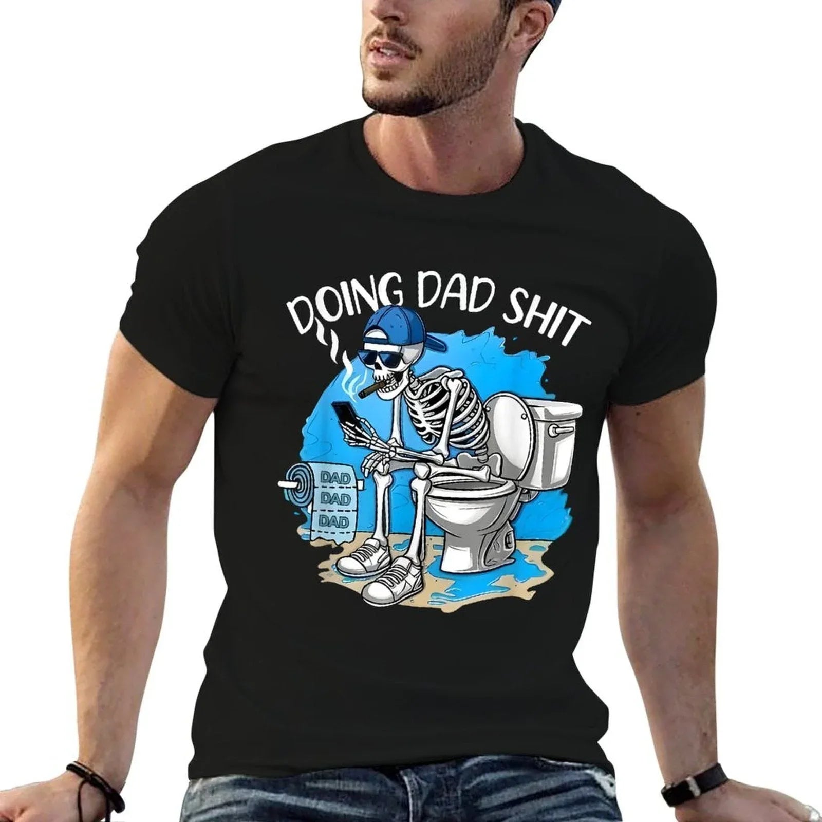 Doing Dad Shit Dad Joke Skeleton Dad Funny Dad Fathers Day  Moisture-wicking T-Shirt