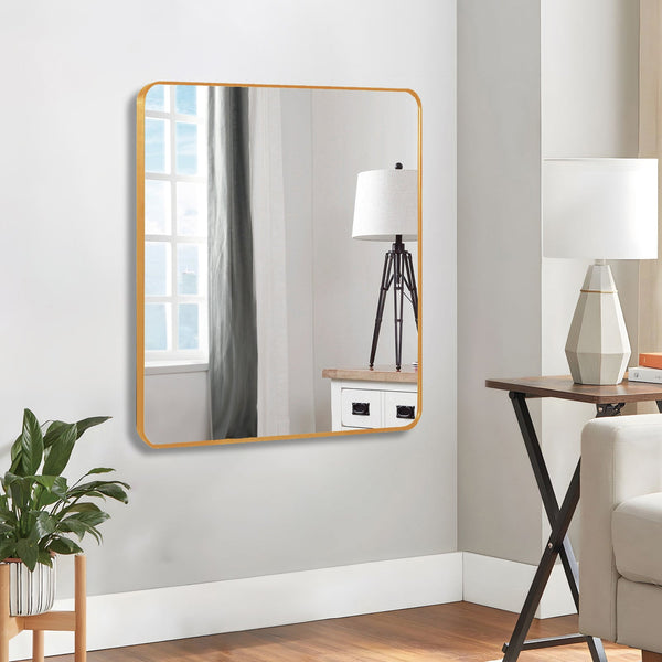 Metal Framed Square Bathrrom Mirror for Wall, Modern Vanity Bathroom Wall Mirror