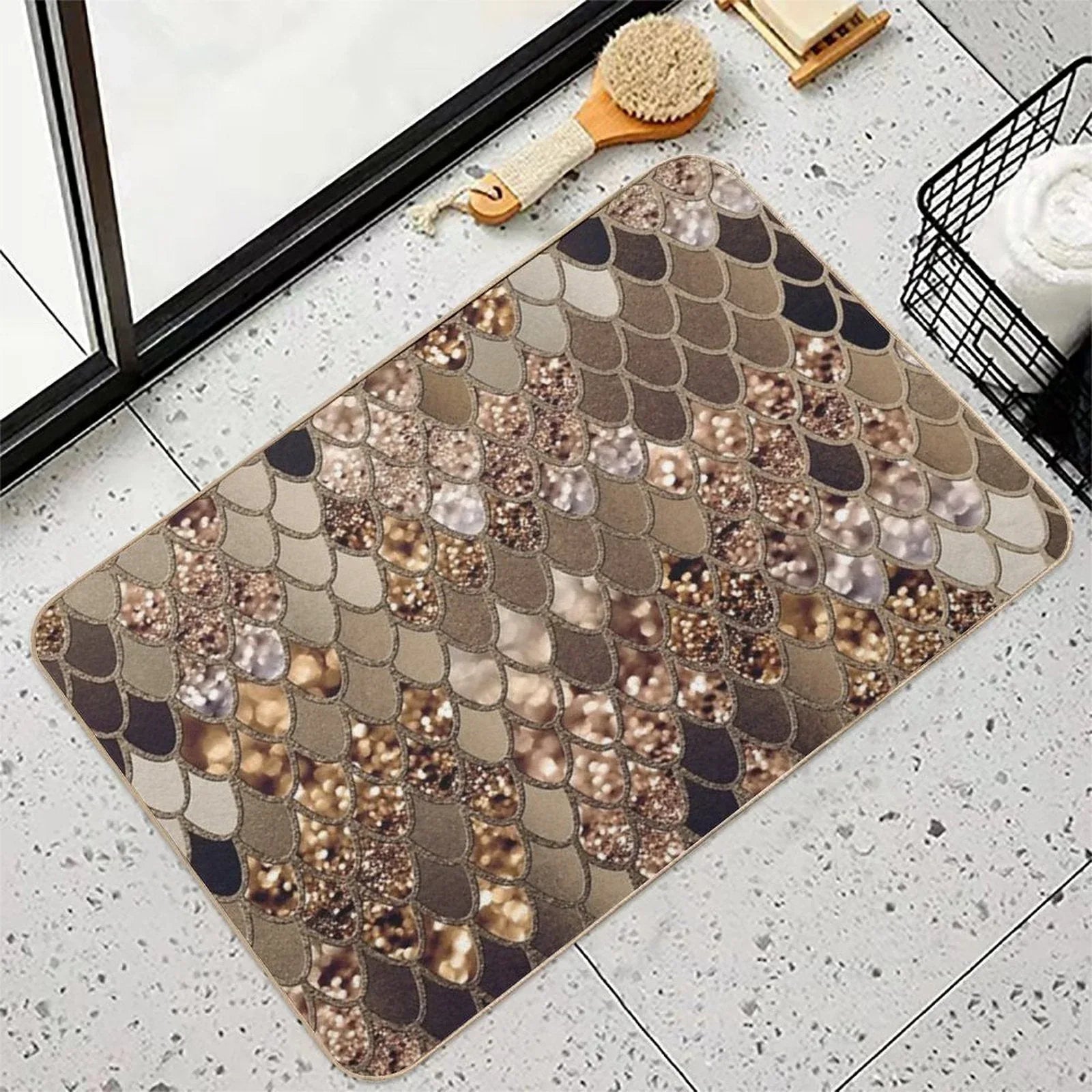 Mermaid Glam Scales #6 (Photo of Glitter Only - Not Reflective) Bath Mat